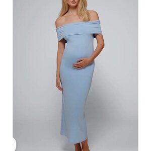 Bumpsuit Bianca Elegant Off-Shoulder Blue Dress